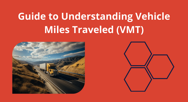 Guide to understanding vehicle miles traveled with truck driving on open highway through hills under cloudy blue sky.